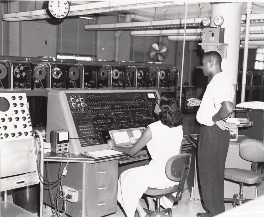 U.S. Census Bureau employees tabulate data using one of the agency’s UNIVAC computers, ca. 1960.
